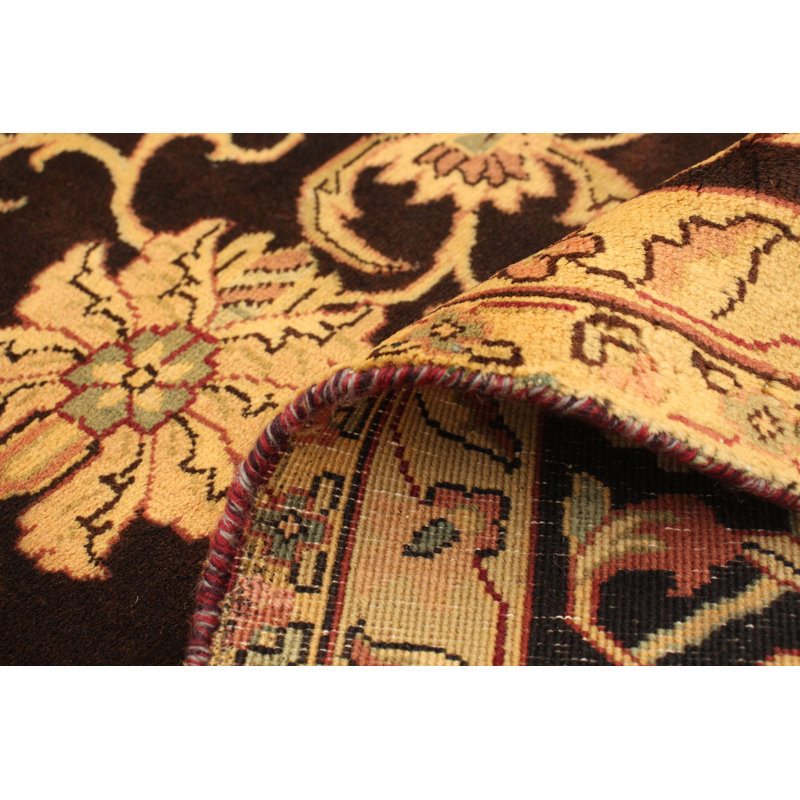 Tapis noir/beige en laine noué à la main Harriman