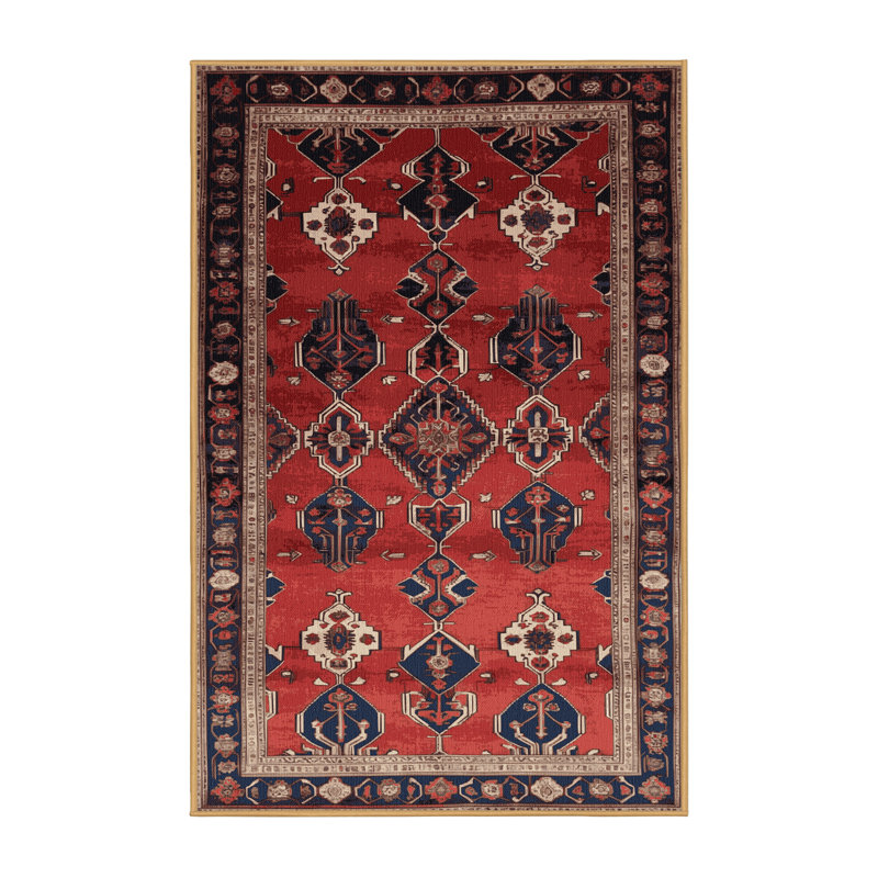 Machine Washable Persian Brown Area Rug, Rectangle 5' x 8'