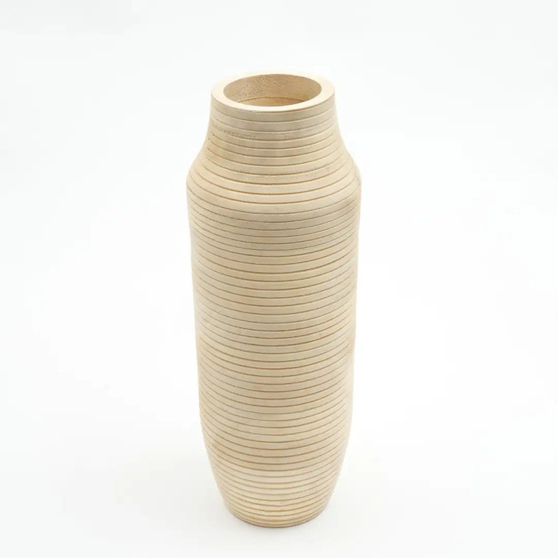 Vase en bois | Vase décoratif artisanal artisanal | Élégance intemporelle pour la décoration intérieure | 7 x 20 po 