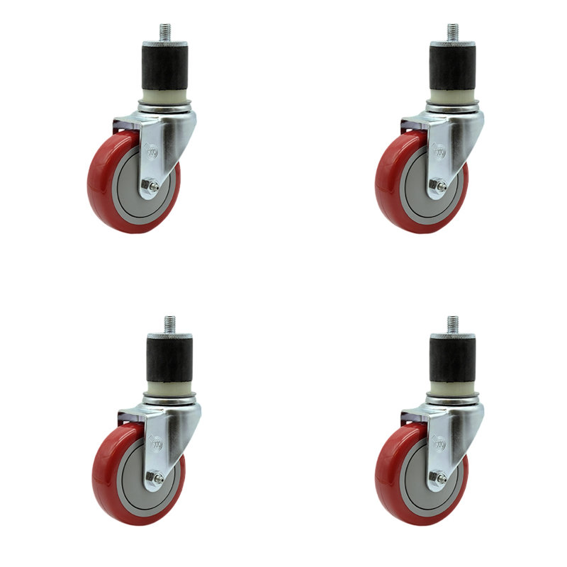 Ensemble de roulettes extensibles en polyuréthane, Rouge