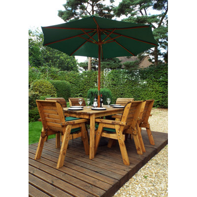 Faulkner 6 - Person Wood Patio Dining Set with Rectangular Table , Cushions Included
