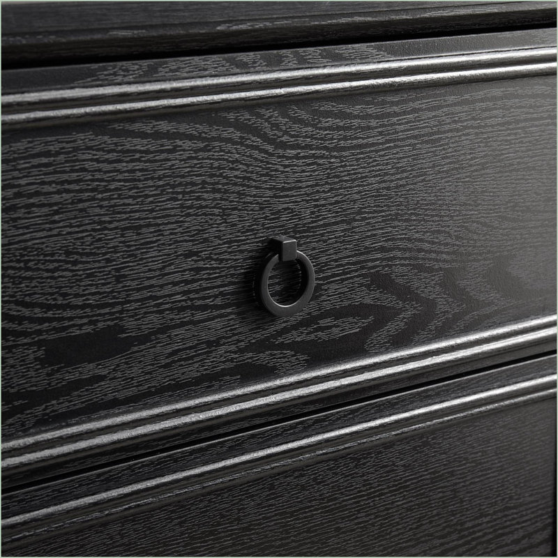 6-Drawer Dresser Chest, Modern Farmhouse Black Wooden Storage (47"W x 31"H) | MDF | Bedroom, Black