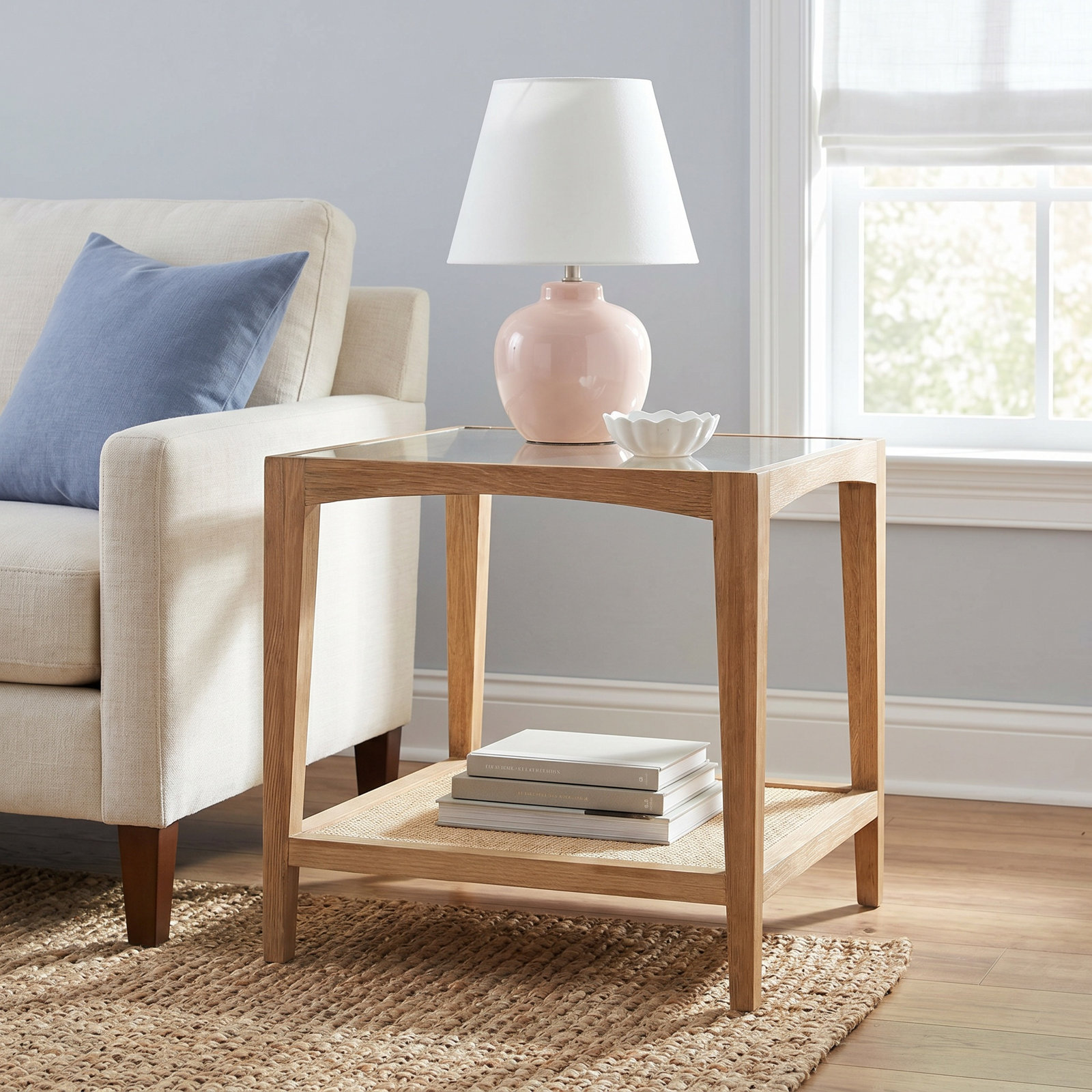 Broderick Glass End Table with Storage