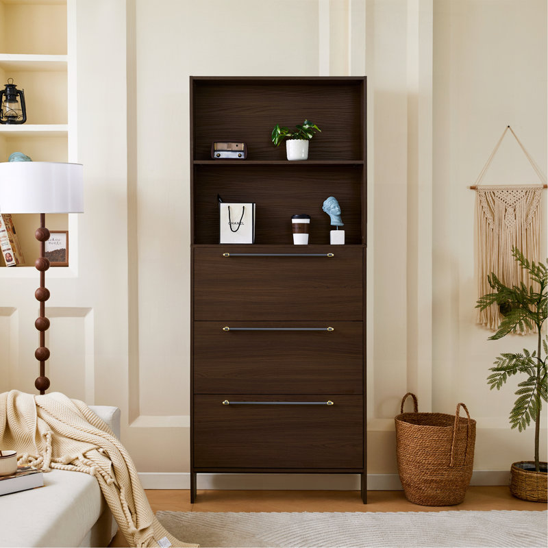 12 Pair Shoe Organizer With Top Storage Shelves, Narrow Shoe Cabinet With 3 Flip Drawers, 78.75'' Tall Shoe Rack With Open Shelves, For Entryway Hallway, Porch, Living Room - Walnut