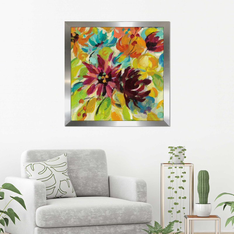 «Autumn Joy III», reproduction de peinture acrylique, H 31,5 po x l 31,5 po x P 1 po, Encadrement argenté