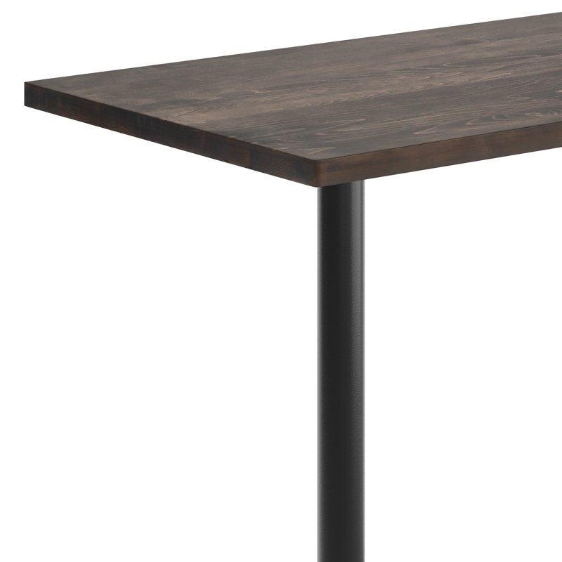 Rectangular Solid Wood Commercial Tabletop with X-Bases, Dark Brown Wood, 43.5"H x 60"L x 30"W, Black