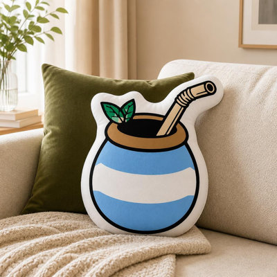 1pc Mate Tea Gourd Graphic Print 2D Flat Printing Shaped Stuffed Throw Pillow Decorative Cushion Pillow for Gift Bedroom Sofa Room Party Decor, 2D Flat, 9.8in