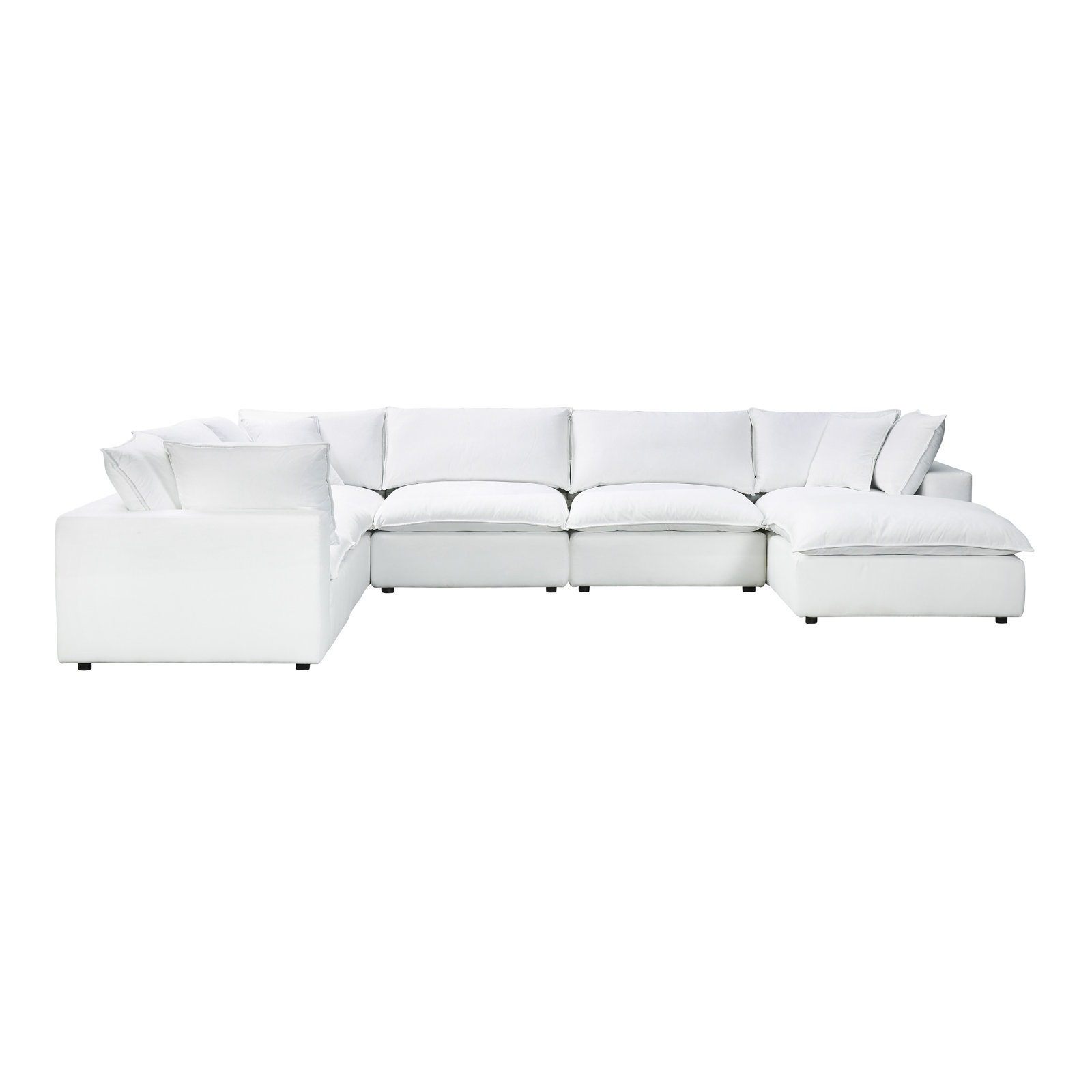 Ellaria Modular Upholstered Reversible U-Sectional, White Polyester