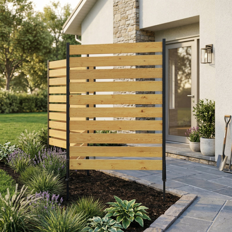 Paravent en bois de cèdre H 72,8 po x l 38,5 po - Cadre en aluminium, résistant aux intempéries, pour l'extérieur