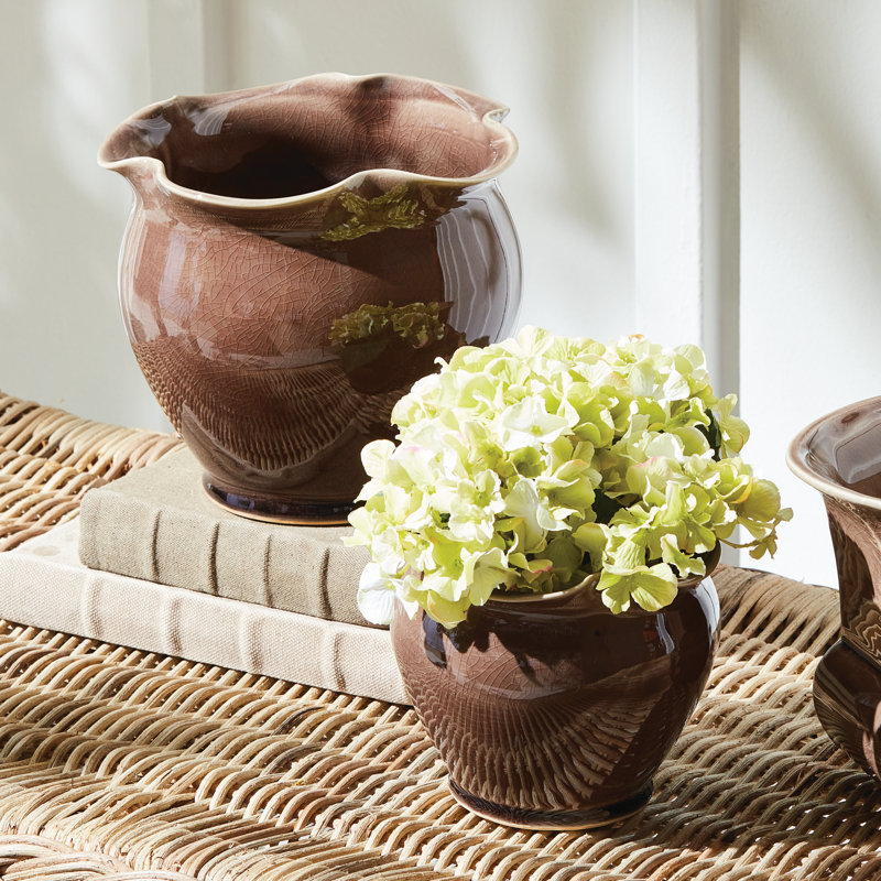 Pot de fleurs en céramique, Brun
