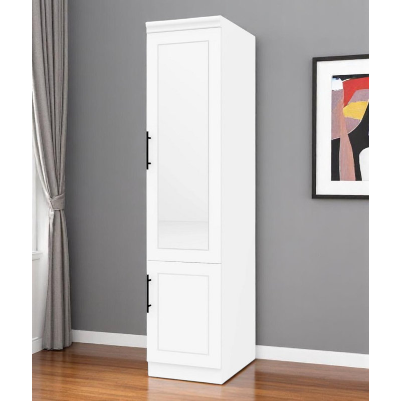 71" White Wood Mirrored Two Door Combo Dresser