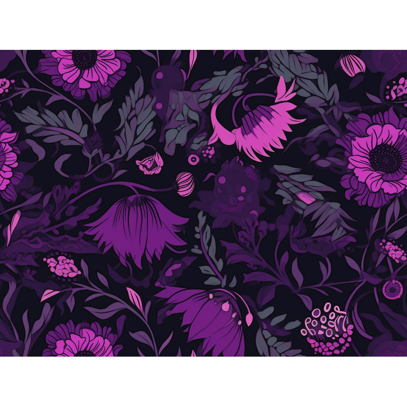 Machine Printed Comforter, Twin Extra Long Comforter, Black/Purple Floral