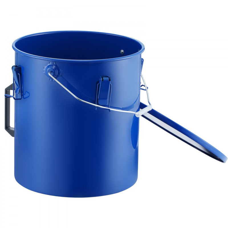 Fryer Grease Bucket, 6 Gal Oil Disposal Caddy Carbon Steel Fryer Oil Bucket with Rust-Proof Coating, Oil Transport Container with Lid, Lock Clips, Filter Bag for Hot Cooking Oil Filtering, Blue