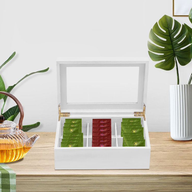 Simplify 3 Compartment Clear Organizer with Bamboo Lid & Mirror