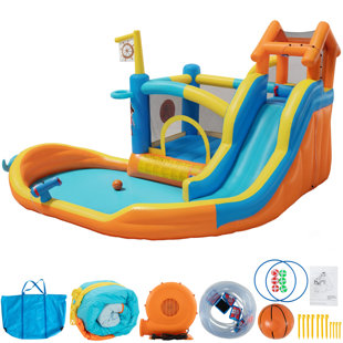 Inflatable Bouncy Castle With Water Slide 414x364x244 Cm
