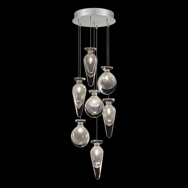 Essence 7 - Light Cluster Pendant, Silver, Clear