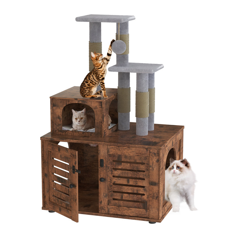 Chemika 42.9'' H Cat Tree, Rusitc Brown/Gray