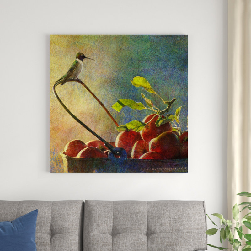 Pommes et colibri, H 36 po x l 36 po x P 1,25 po