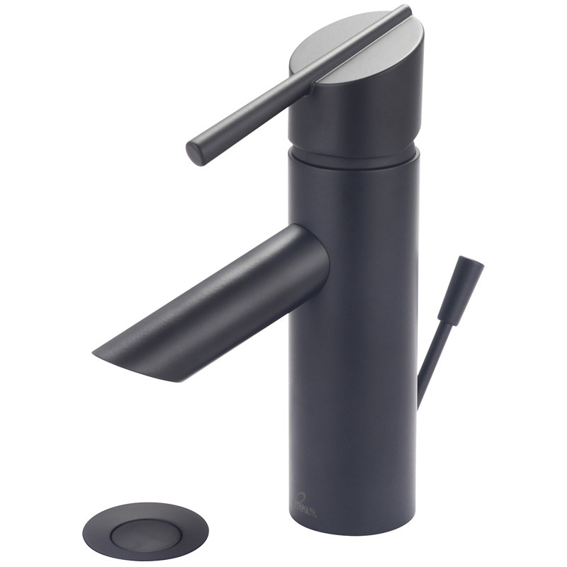 Robinet pour salle de bain à poignée à un trou avec ensemble de drain bain, Noir mat