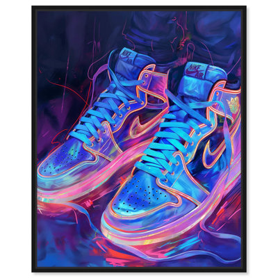 Toile «Bold Neon Glow Sneakers II» par Art Remedy