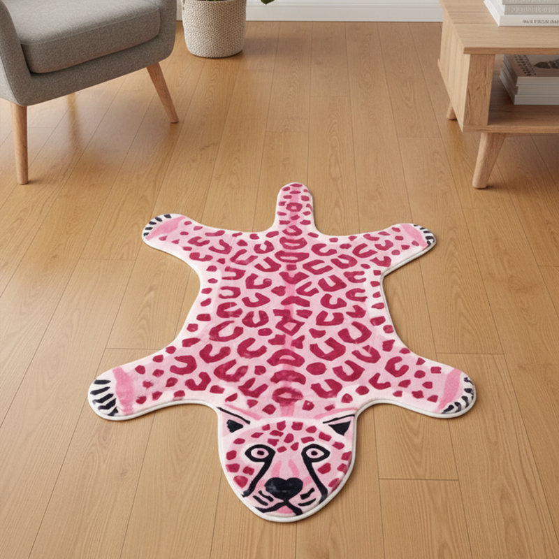 Tapis décoratif en forme de léopard rose Bubblegum