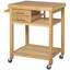 Îlot de cuisine en bambou sur roulettes avec 2 tiroirs et tablettes, solution de rangement durable et mobile