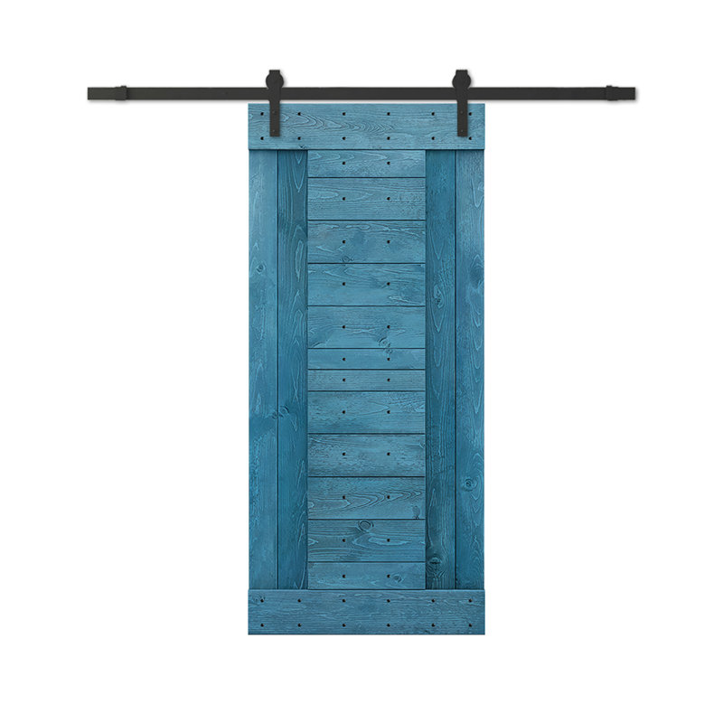 Porte de grange lambrissée peinte en bois et en métal avec trousse de quincaillerie d'installation, H 84 po x l 24 po