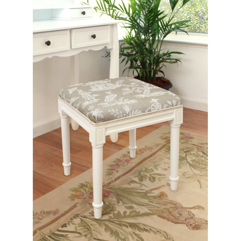 Tabouret de coiffeuse en bois massif Vansickle, Taupe