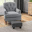 Repose-pieds gris anthracite recouvert de lin, petit pour tout, repos confortable avec revêtement, gris, compact pour tous les besoins