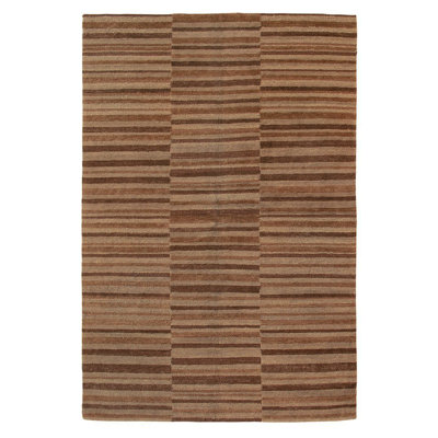 Designers Reserve Wool Striped Area Rug in Brown