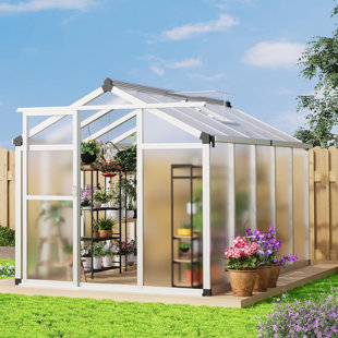 Serre en polycarbonate, serres d'hiver pour l'extérieur, serre extérieure avec évent de toit, serre en aluminium robuste pour l'extérieur de la cour arrière