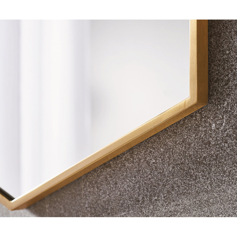 Carmon Metal Flat Wall Mirror, Brushed Brass