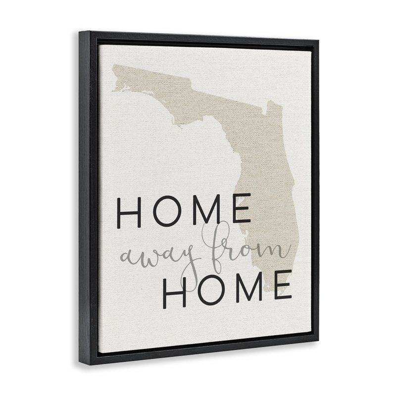 Home Sweet Florida, typographie, Cadre flottant noir de jais, H 21 po x l 17 po