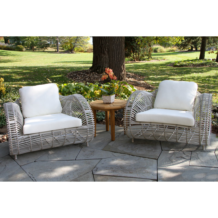 Dochi Teak Premium All-Weather Wicker 2 - Person Patio Conversation Sets with Cushions