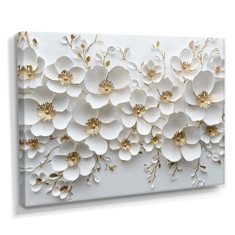 Art mural sur toile Mosera Widlflowers Golden Creamy Blossoms In The Wild IV - Wildflowers, H 12 po x l 20 po, Toile tendue