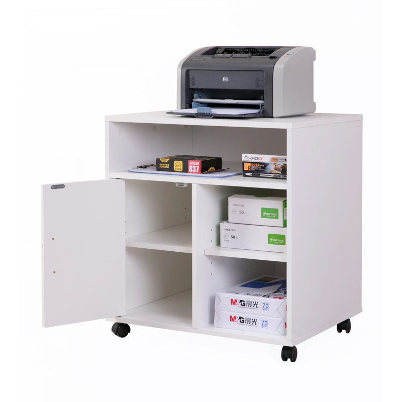 26'' H x 23.75'' W 1 Printer Stand with Wheels, White