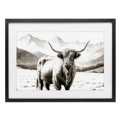 «Highland sépia», reproduction sous verre encadrée, design par Kim Allen