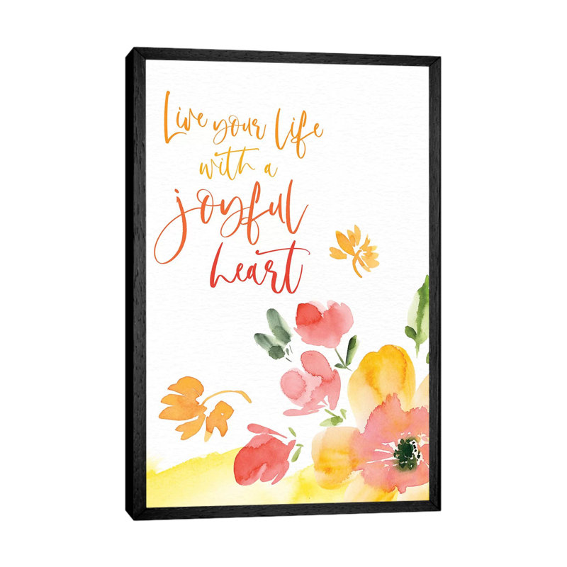 Joyful Heart - Print on Canvas, 101.6cm H x 66.04cm W x 3.81cm D, Black Floater Framed