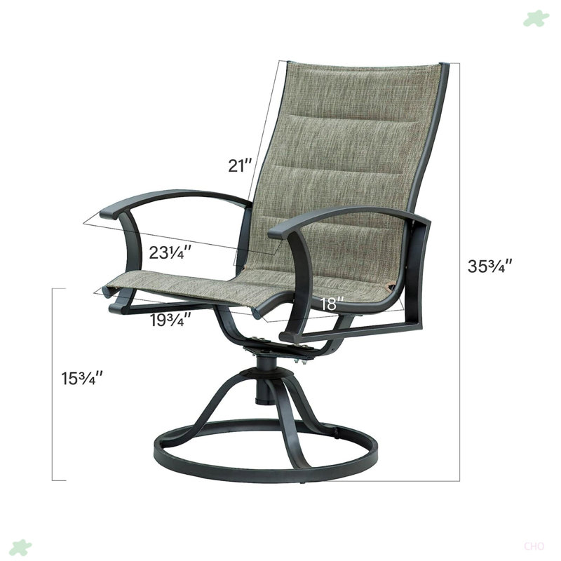 Ensemble de 2 chaises de patio pivotantes en acier
