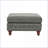 Ottoman Slate Gray Breathable Leatherette Tufted Nailhead Living Room | Gourd-Shaped Wood Legs | Walnut Brown Finish