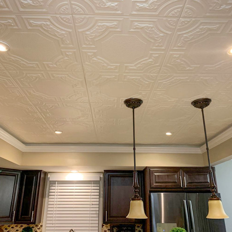 Carreau de plafond en polystyrène collé 1,6 pi x 1,6 pi Evergreen