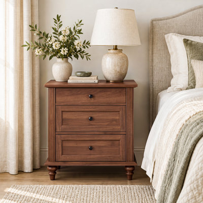 Roscoe 3-Drawer Wood Nightstand