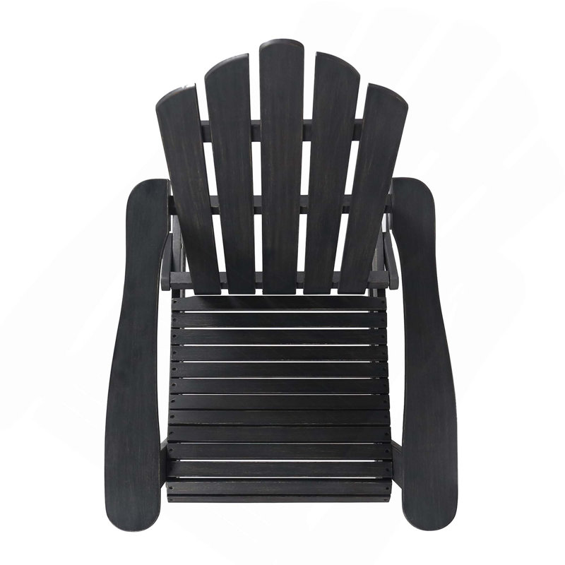 Chaise Adirondack pliable rustique en bois d'acacia résistante aux intempéries avec accoudoirs droits, Gris foncé