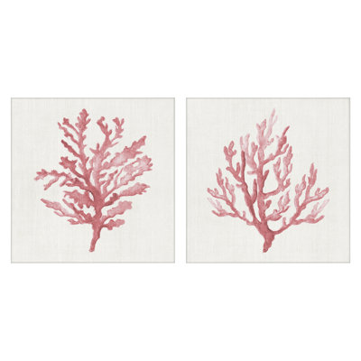 Ensemble de toiles 2 pièces Rosy Pink Coral Branches, design par Janet Tava