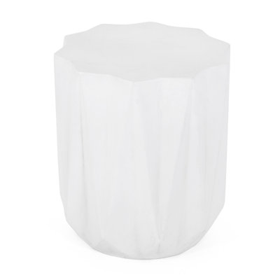 Antique White Side Table, Lightweight Concrete, 19" Package, Elegant & Convenient Stylish