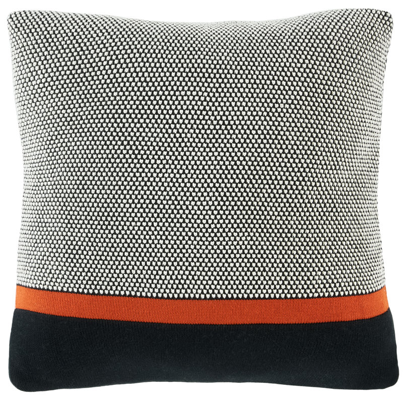 Pia 18x18 Black and Red Cotton Square Pillow