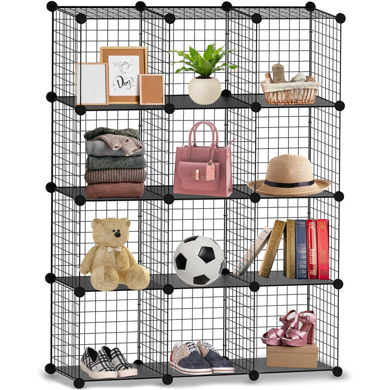 Alend 37cm W Metal Height -Adjustable Shelving Unit