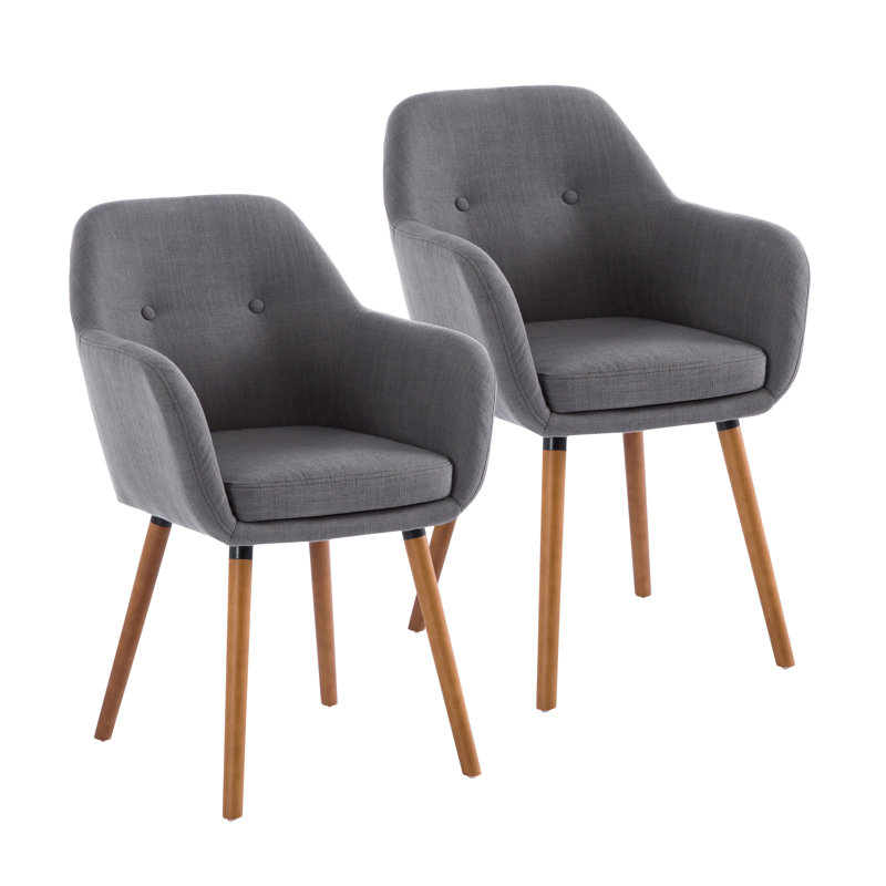 46cm H Tufted Fabric Upholstered Armchair, Grey