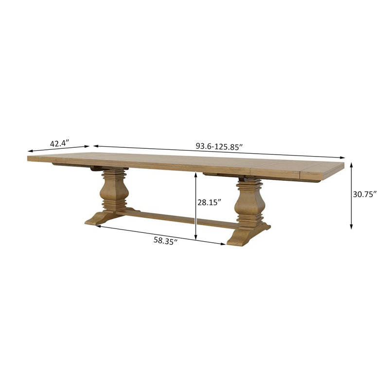 126-inch Extension Dining Table, Rustic Honey