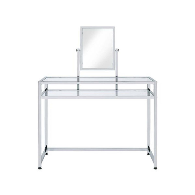 Ensemble de coiffeuse avec tabouret Coleen, finition chromée